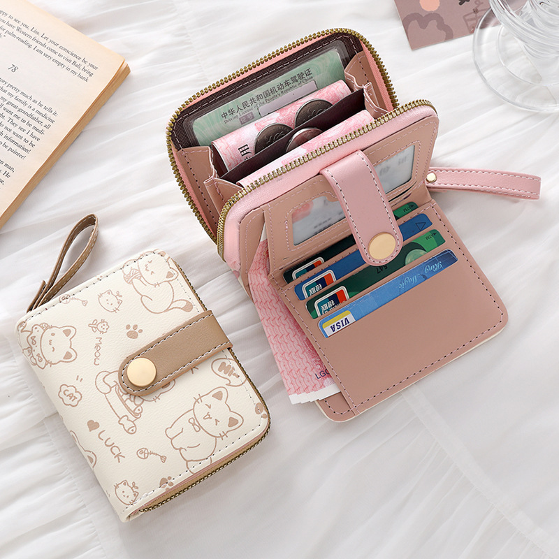 Luxury Japanese Bags Brands - Damen-Geldbörsen aus japanischem Leder, einfache Kawaii-Kitty-Süße,