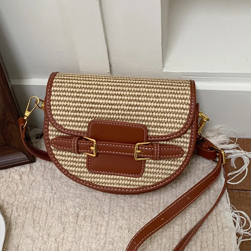 Luxury Bags Design - Englischer Stil Mini-Strohsatteltaschen für Damen –